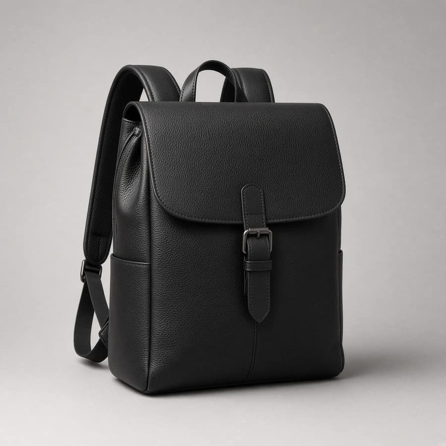 Flap Leather Backpack